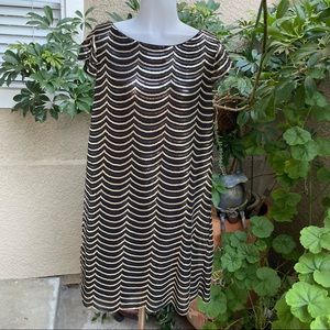 New vintage black/gold Nine West midi lace and sequins dress